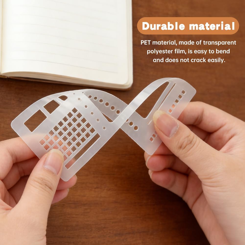 21pcs Handmade Flexible Record Template Set, Reusable Planner Stencils Drafting Set, Versatile Calendar Stencil, Drawing and Checklist Templates for Journaling Checklists Boxes Lines & Daily Planning