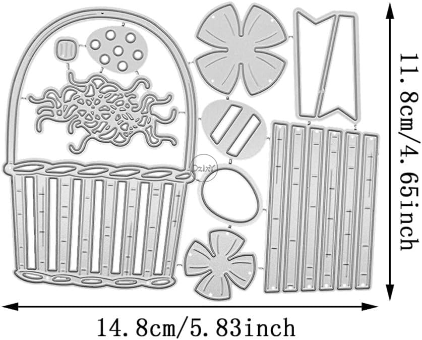DzIxY Easter Patchwork Basket with Painted Eggs Metal Cutting Dies for Card Making Kit Embossing Paper Die Cuts Set Scrapbook Stencils Supplies Machine Templates
