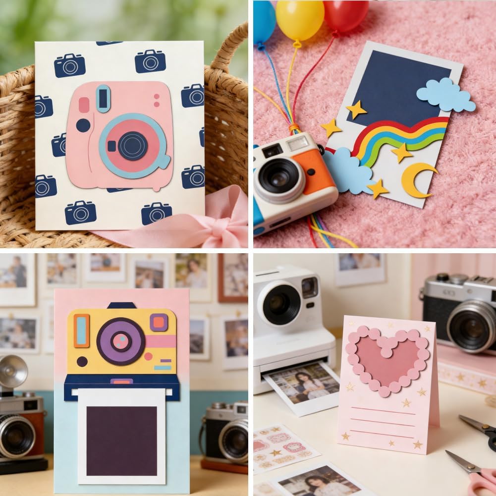 MAYJOYDIY Camera Metal Die Cuts Photo Paper Cutting Dies Film Embossing Template Heart Cloud Shaped Decoration Carbon Steel Cutting Stencils for Card Making DIY Scrapbooking Album Handbook Gift