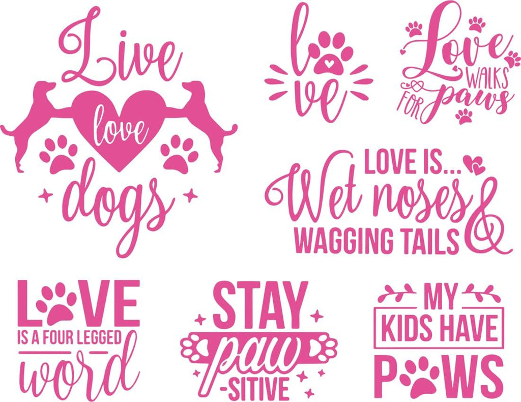 2 Pcs Silk Screen Stencils Reusable, Dogs with Hearts Mesh Stencils, Dogs Paws Love Words Screen Printing Stencil, Sticky Adhesive Stencil for Painting On Wood,Crafts DIY Decoration T-Shirt Fabric
