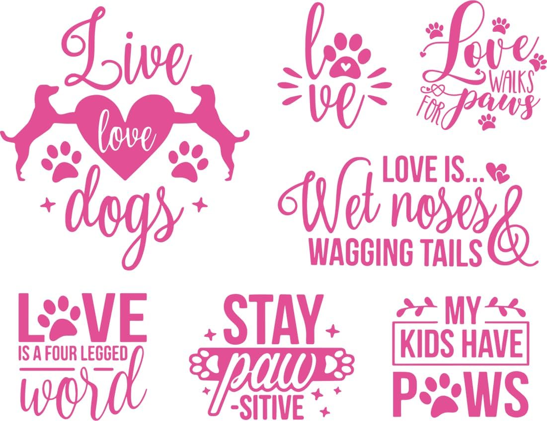 2 Pcs Silk Screen Stencils Reusable, Dogs with Hearts Mesh Stencils, Dogs Paws Love Words Screen Printing Stencil, Sticky Adhesive Stencil for Painting On Wood,Crafts DIY Decoration T-Shirt Fabric