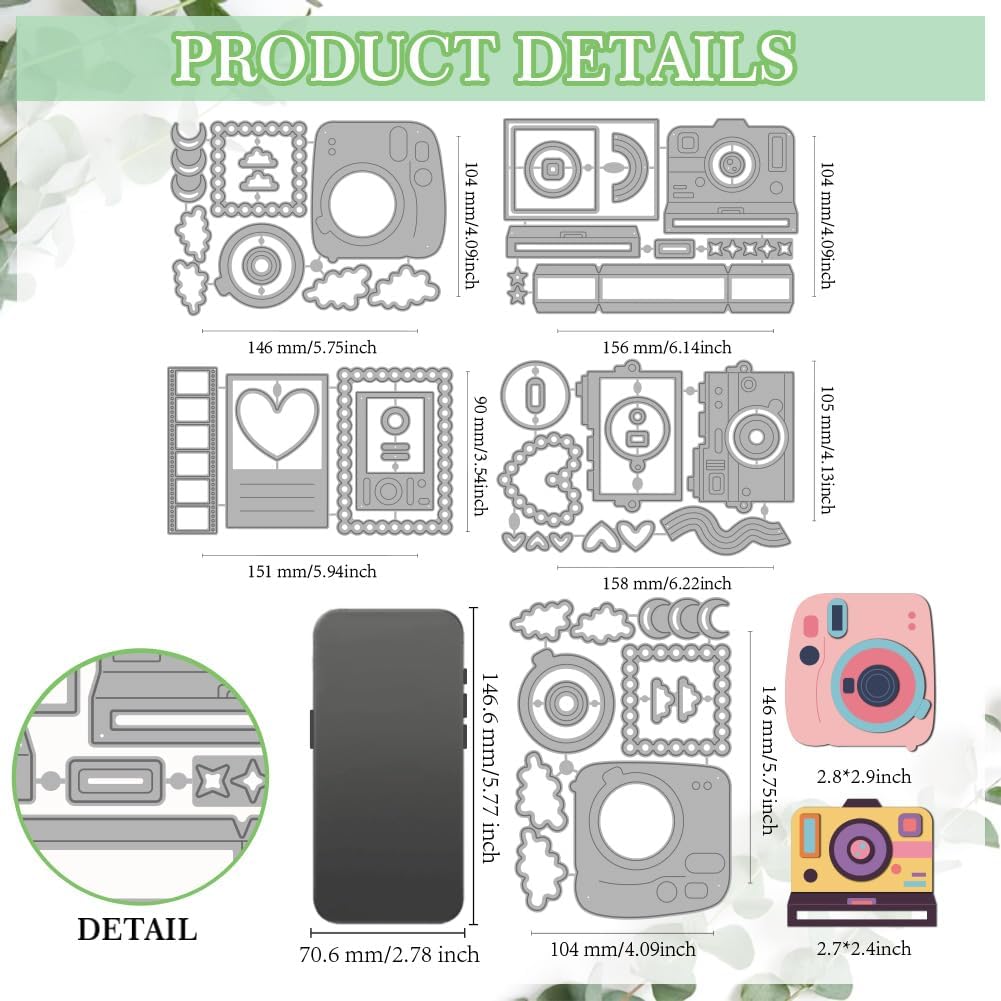 MAYJOYDIY Camera Metal Die Cuts Photo Paper Cutting Dies Film Embossing Template Heart Cloud Shaped Decoration Carbon Steel Cutting Stencils for Card Making DIY Scrapbooking Album Handbook Gift