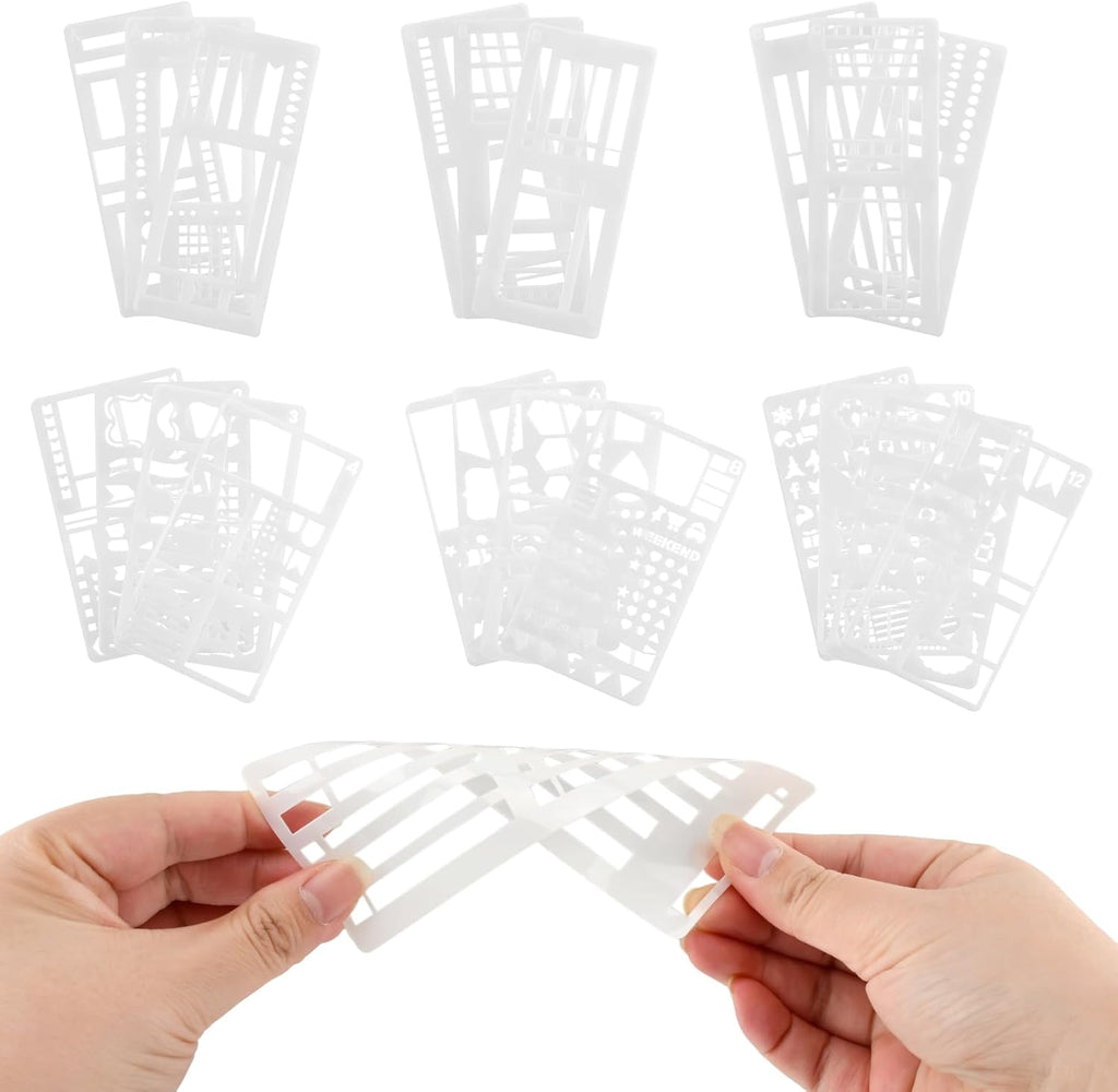 21pcs Handmade Flexible Record Template Set, Reusable Planner Stencils Drafting Set, Versatile Calendar Stencil, Drawing and Checklist Templates for Journaling Checklists Boxes Lines & Daily Planning