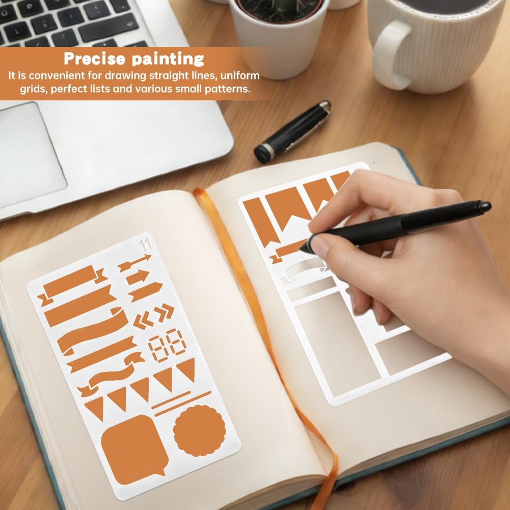 21pcs Handmade Flexible Record Template Set, Reusable Planner Stencils Drafting Set, Versatile Calendar Stencil, Drawing and Checklist Templates for Journaling Checklists Boxes Lines & Daily Planning