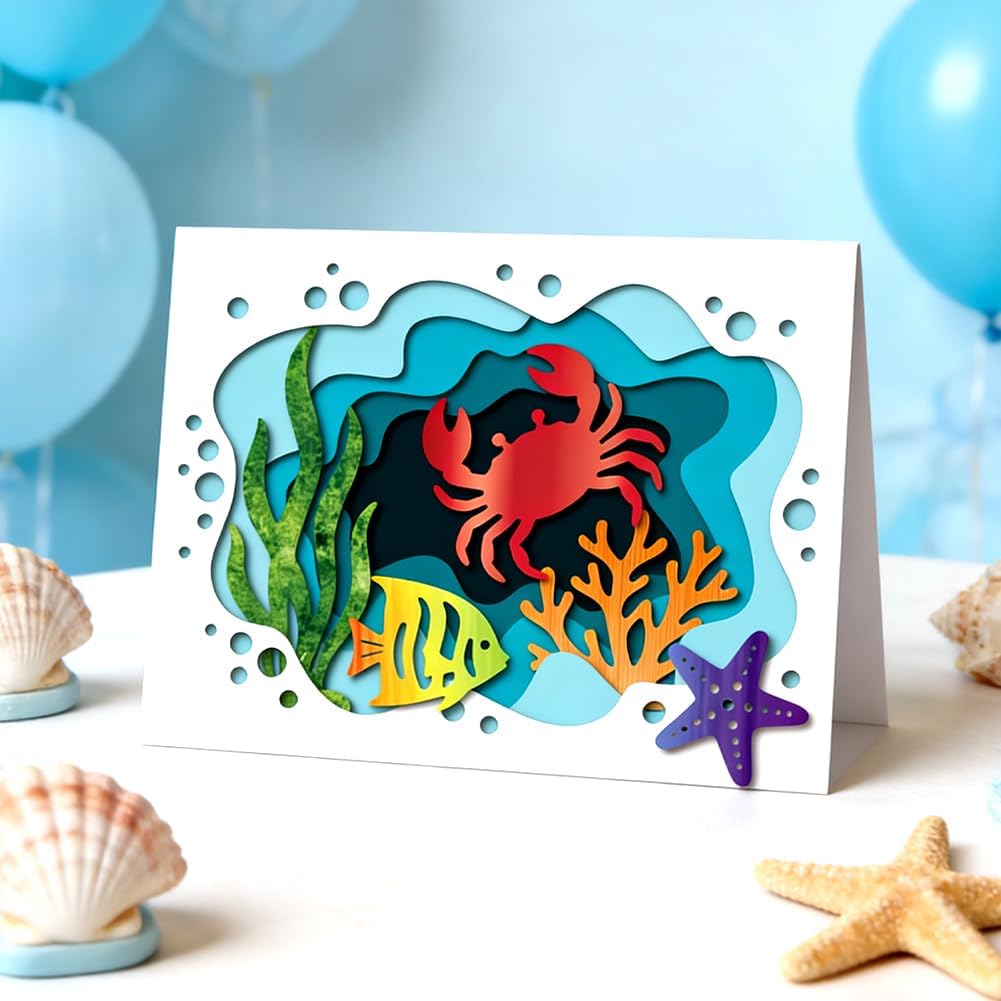 MAYJOYDIY Marine Life Metal Die Cuts Underwater World Cutting Dies Ocean Animals Embossing Template Summer Style Fish Dolphin Cutting Stencils for Card Making DIY Scrapbooking Album Gift Decoration