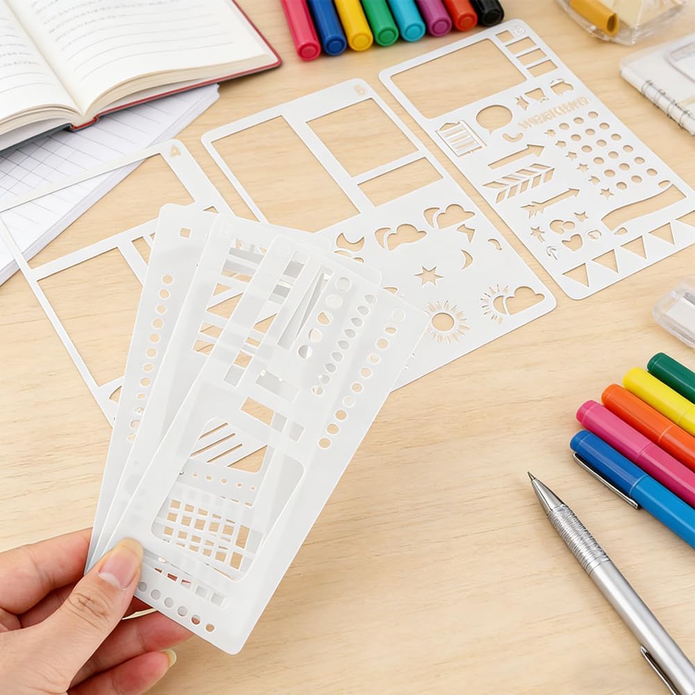 21pcs Handmade Flexible Record Template Set, Reusable Planner Stencils Drafting Set, Versatile Calendar Stencil, Drawing and Checklist Templates for Journaling Checklists Boxes Lines & Daily Planning