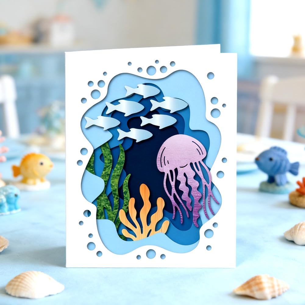 MAYJOYDIY Marine Life Metal Die Cuts Underwater World Cutting Dies Ocean Animals Embossing Template Summer Style Fish Dolphin Cutting Stencils for Card Making DIY Scrapbooking Album Gift Decoration