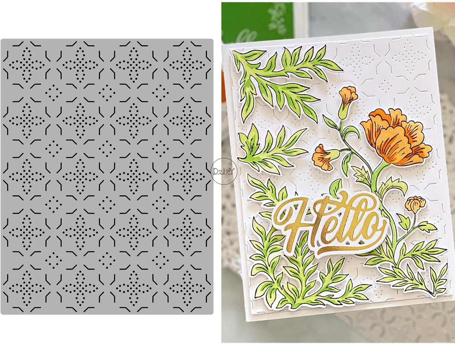 DzIxY Dashed Line Floral Background Board Metal Cutting Dies for Card Making Kit Embossing Paper Die Cuts Set Scrapbook Stencils Supplies Machine Templates