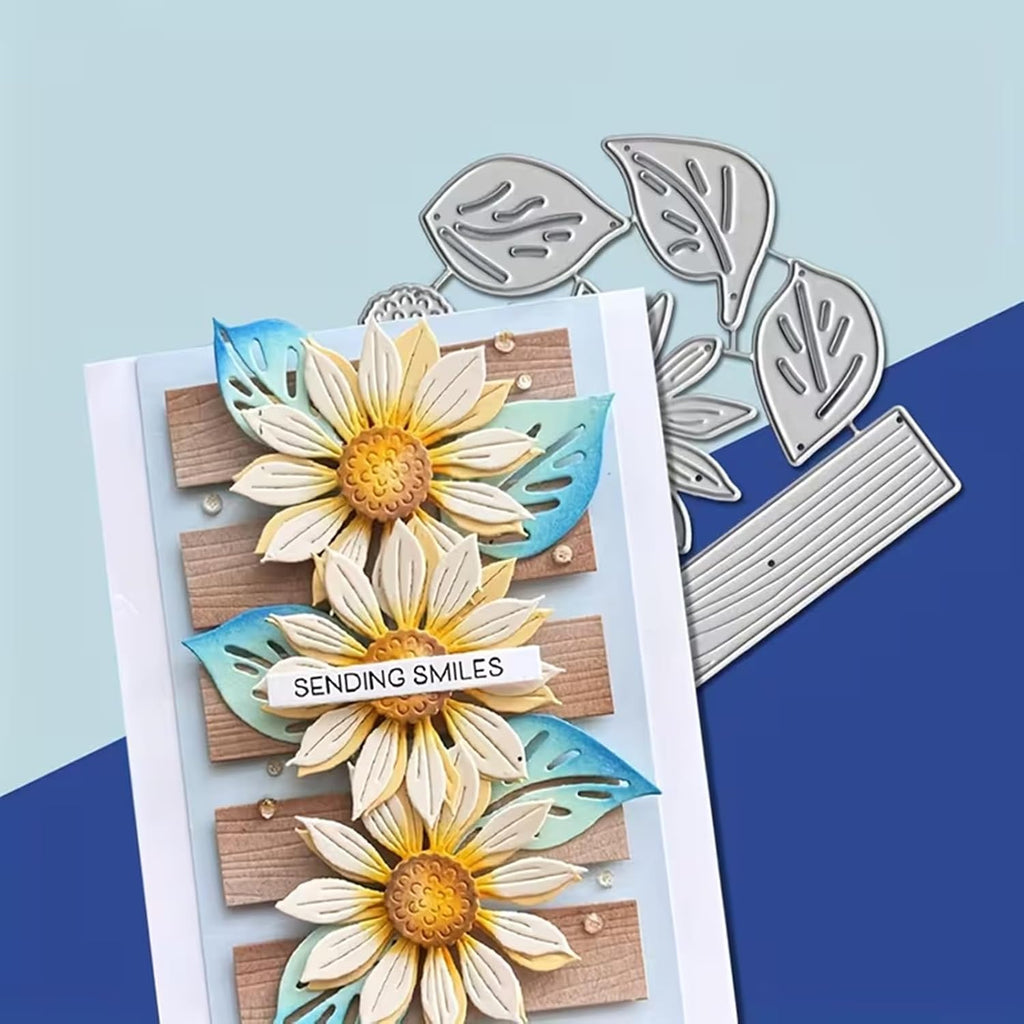 Plant Coneflower Metal Die Cuts,Sunflower Leaf Wood Frame Festival Cutting Dies Cut Stencils for DIY Photo Decorative Embossing Paper Dies for Scrapbooking Card Making