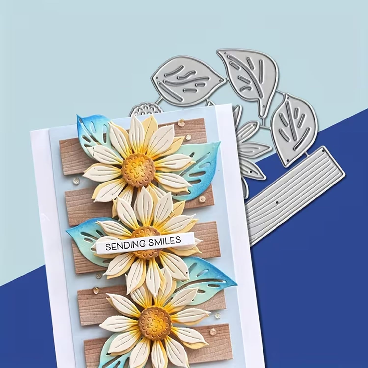 Plant Coneflower Metal Die Cuts,Sunflower Leaf Wood Frame Festival Cutting Dies Cut Stencils for DIY Photo Decorative Embossing Paper Dies for Scrapbooking Card Making