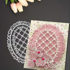 Flower Lace Metal Die Cuts,Lace Oval Grid Frame Festival Cutting Dies Cut Stencils for DIY Photo Decorative Embossing Paper Dies for Scrapbooking Card Making