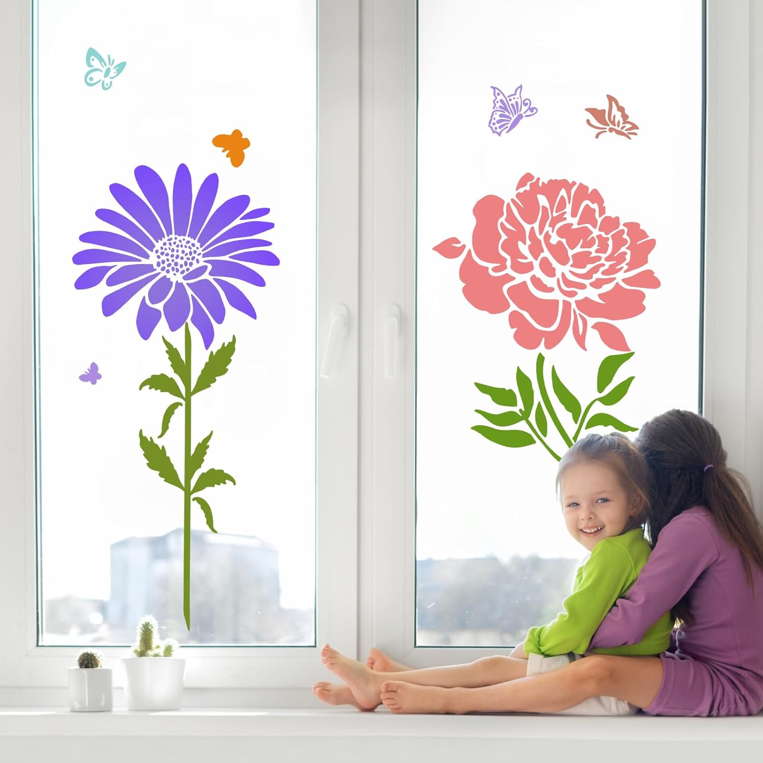 12PCS Large Reusable Flower Stencils for Painting - 11.8x11.8 Inch DIY Art Stencils for Wood, Walls, Furniture, Fabric, Garden Decor (Multiple Floral Designs Including Sunflower, Daisy, Butterfly)