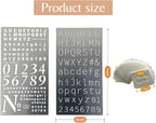2 Pcs Metal Planner Stencil Journal Stencil, Rustproof Engraving Stencils with 36 Pcs Letter Stencils and Numbers for Journaling, Bookmarks, Rulers, Planners, Scrapbooks