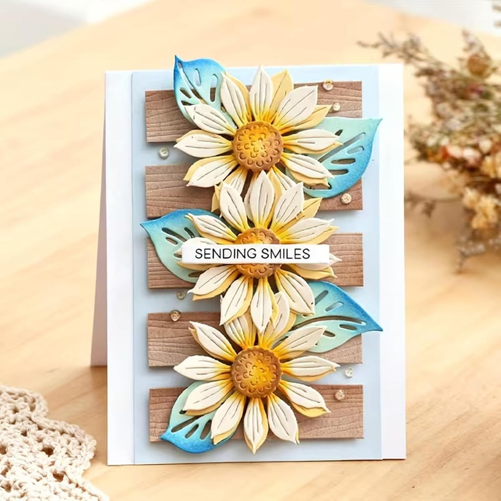 Plant Coneflower Metal Die Cuts,Sunflower Leaf Wood Frame Festival Cutting Dies Cut Stencils for DIY Photo Decorative Embossing Paper Dies for Scrapbooking Card Making