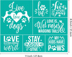 2 Pcs Silk Screen Stencils Reusable, Dogs with Hearts Mesh Stencils, Dogs Paws Love Words Screen Printing Stencil, Sticky Adhesive Stencil for Painting On Wood,Crafts DIY Decoration T-Shirt Fabric