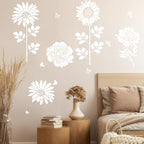 12PCS Large Reusable Flower Stencils for Painting - 11.8x11.8 Inch DIY Art Stencils for Wood, Walls, Furniture, Fabric, Garden Decor (Multiple Floral Designs Including Sunflower, Daisy, Butterfly)