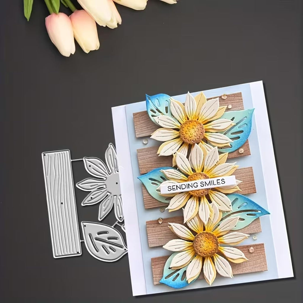 Plant Coneflower Metal Die Cuts,Sunflower Leaf Wood Frame Festival Cutting Dies Cut Stencils for DIY Photo Decorative Embossing Paper Dies for Scrapbooking Card Making