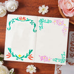24Pcs Flower Lace Stripe Stencil Templates, 5.2x5.2 Inch Reusable Floral Border Stencils for DIY Baking Cookies, Wall, Canvas, Paper, Fabric and Cards Decorating