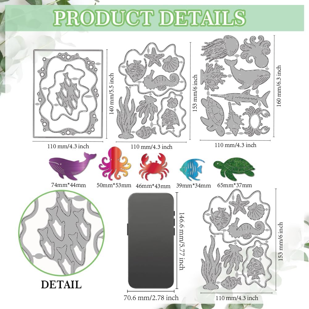 MAYJOYDIY Marine Life Metal Die Cuts Underwater World Cutting Dies Ocean Animals Embossing Template Summer Style Fish Dolphin Cutting Stencils for Card Making DIY Scrapbooking Album Gift Decoration