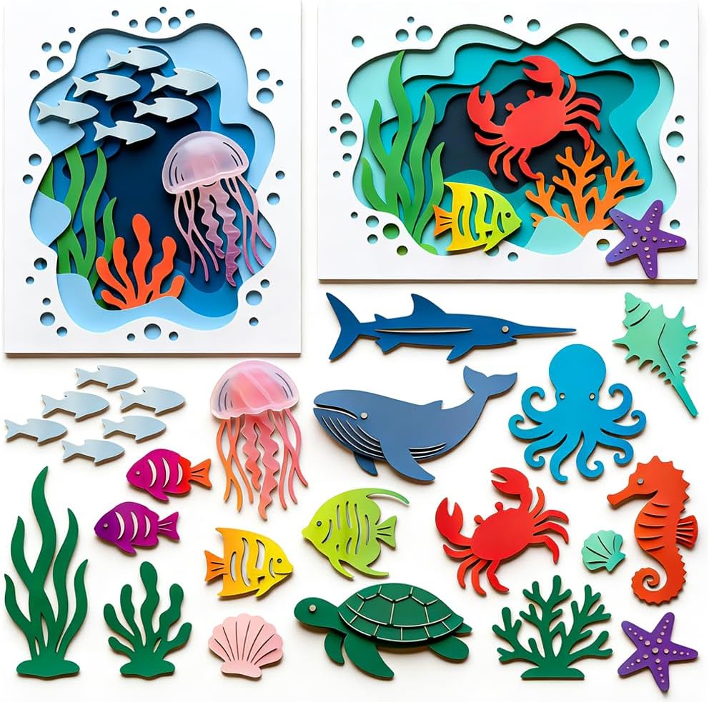 MAYJOYDIY Marine Life Metal Die Cuts Underwater World Cutting Dies Ocean Animals Embossing Template Summer Style Fish Dolphin Cutting Stencils for Card Making DIY Scrapbooking Album Gift Decoration