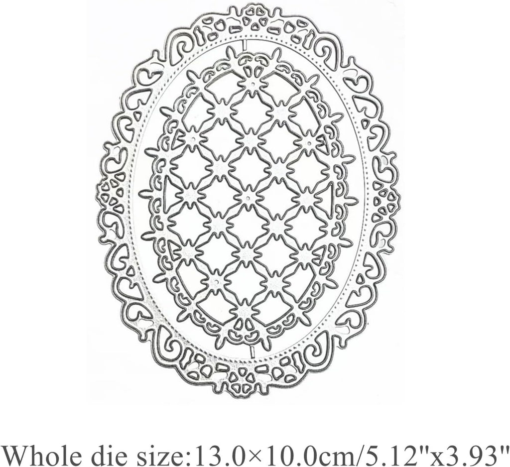 Flower Lace Metal Die Cuts,Lace Oval Grid Frame Festival Cutting Dies Cut Stencils for DIY Photo Decorative Embossing Paper Dies for Scrapbooking Card Making