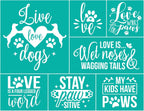 2 Pcs Silk Screen Stencils Reusable, Dogs with Hearts Mesh Stencils, Dogs Paws Love Words Screen Printing Stencil, Sticky Adhesive Stencil for Painting On Wood,Crafts DIY Decoration T-Shirt Fabric