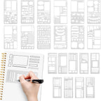 21pcs Handmade Flexible Record Template Set, Reusable Planner Stencils Drafting Set, Versatile Calendar Stencil, Drawing and Checklist Templates for Journaling Checklists Boxes Lines & Daily Planning