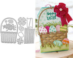 DzIxY Easter Patchwork Basket with Painted Eggs Metal Cutting Dies for Card Making Kit Embossing Paper Die Cuts Set Scrapbook Stencils Supplies Machine Templates