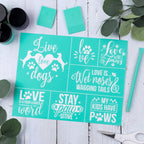 2 Pcs Silk Screen Stencils Reusable, Dogs with Hearts Mesh Stencils, Dogs Paws Love Words Screen Printing Stencil, Sticky Adhesive Stencil for Painting On Wood,Crafts DIY Decoration T-Shirt Fabric
