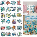 24Pcs 5.2x5.2 Inches Ocean Theme Stencils, Reusable Sea World Painting Templates for DIY Crafts Wall Canvas Baking Cookies Cards Fabric Decor
