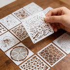 16PCS Geometric Stencils for Painting, Reusable Abstract Layering Stencils for Crafts, Perfect for Wood, Walls, Furniture, Card Making, Cake Decorating, Rock Painting