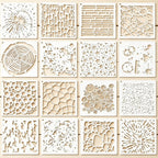16PCS Geometric Stencils for Painting, Reusable Abstract Layering Stencils for Crafts, Perfect for Wood, Walls, Furniture, Card Making, Cake Decorating, Rock Painting
