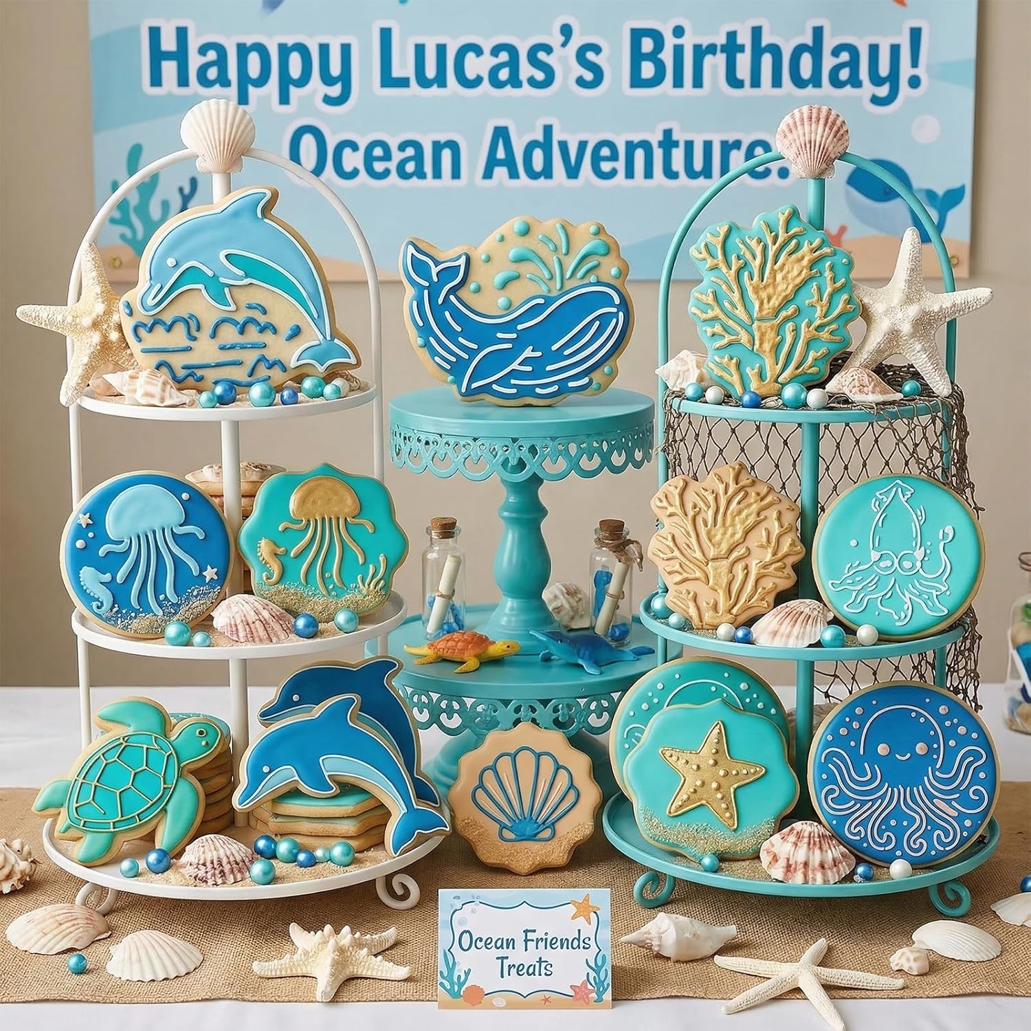 24Pcs 5.2x5.2 Inches Ocean Theme Stencils, Reusable Sea World Painting Templates for DIY Crafts Wall Canvas Baking Cookies Cards Fabric Decor