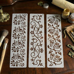 12 PCS Flower Border Stencils for Painting, Stencils for Crafts Reusable 12 x 3 Inch Floral Edge Templates for Furniture Walls Signs and Romantic Decor