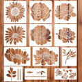 12PCS Large Reusable Flower Stencils for Painting - 11.8x11.8 Inch DIY Art Stencils for Wood, Walls, Furniture, Fabric, Garden Decor (Multiple Floral Designs Including Sunflower, Daisy, Butterfly)