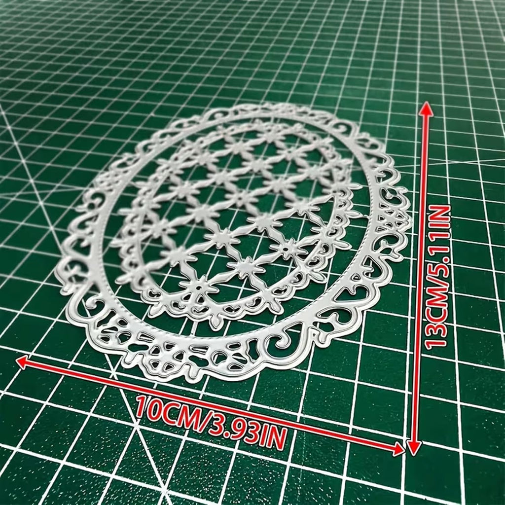 Flower Lace Metal Die Cuts,Lace Oval Grid Frame Festival Cutting Dies Cut Stencils for DIY Photo Decorative Embossing Paper Dies for Scrapbooking Card Making