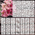 12 PCS Flower Border Stencils for Painting, Stencils for Crafts Reusable 12 x 3 Inch Floral Edge Templates for Furniture Walls Signs and Romantic Decor